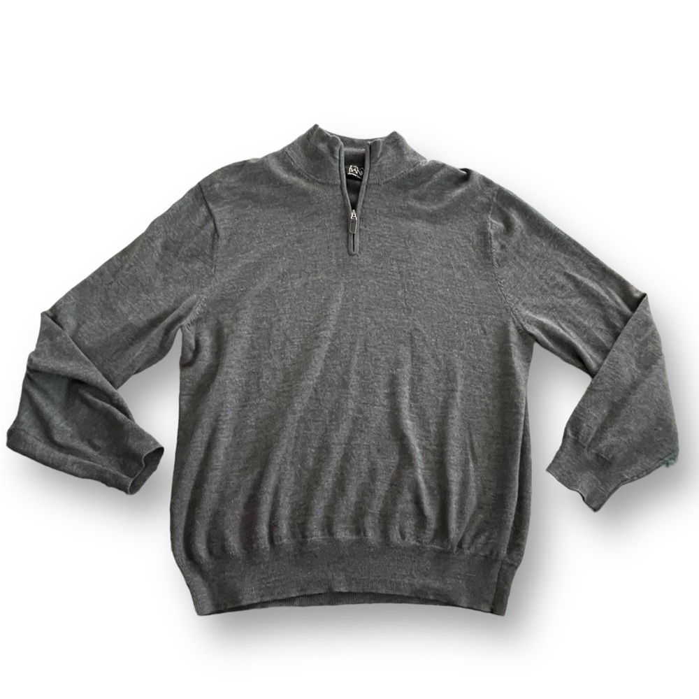 Jos. A. Bank Grey 100% Italian Merino Wool 1/4 Zip Sweater Men’s Size L